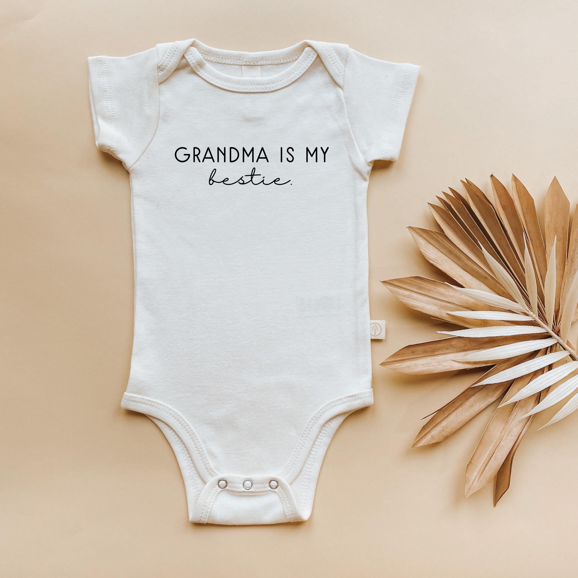 Grandma Is My Bestie Organic Cotton Baby Bodysuit Short Sleeve
