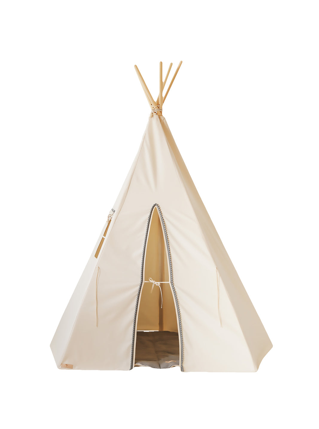 Grey Pompoms Teepee Tent With Pompoms