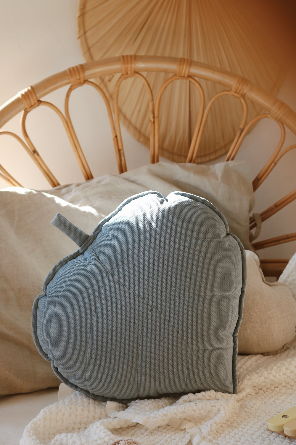 Velvet “grey Mint” Leaf Pillow