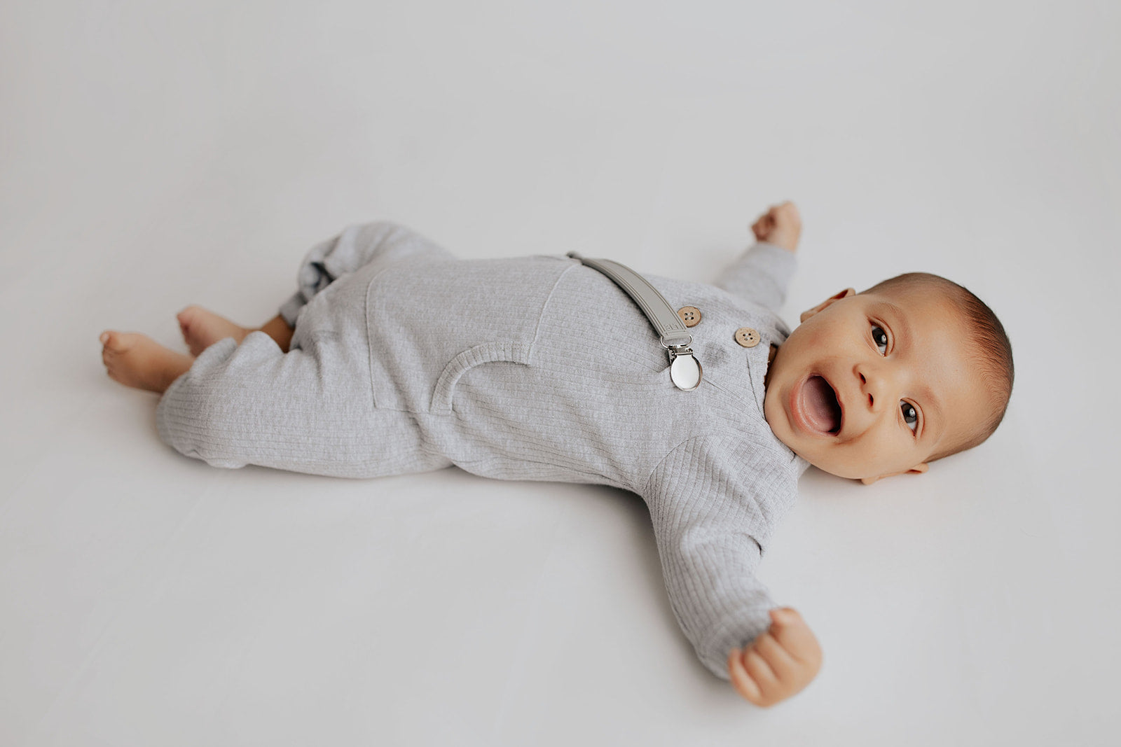 Classic Gray All Silicone One Piece Pacifier Clip