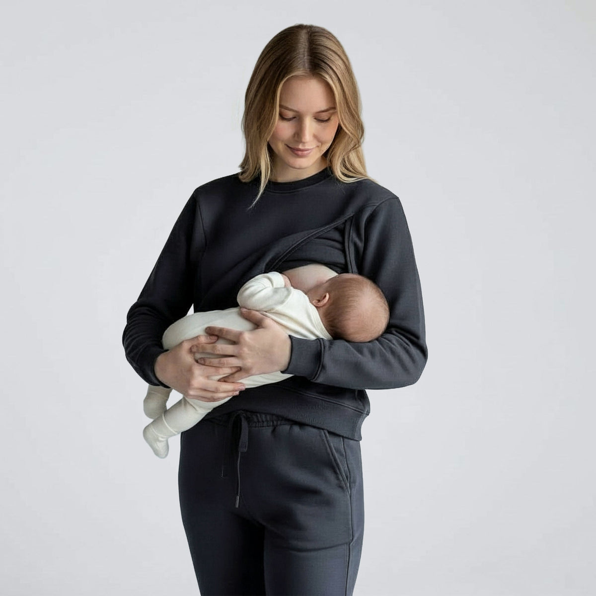 100% Cotton Nursing Sweater With Side Zippers