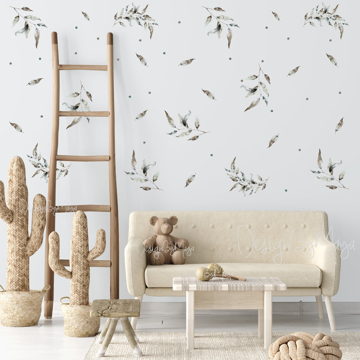 Giant Gray Leaves - Vinyl Nursery Wall Art Decals