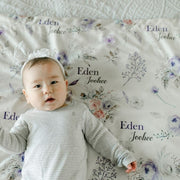 Personalized Baby Blanket – Crystal Jean Lavender Baby Deluxe Floral Minky Throw