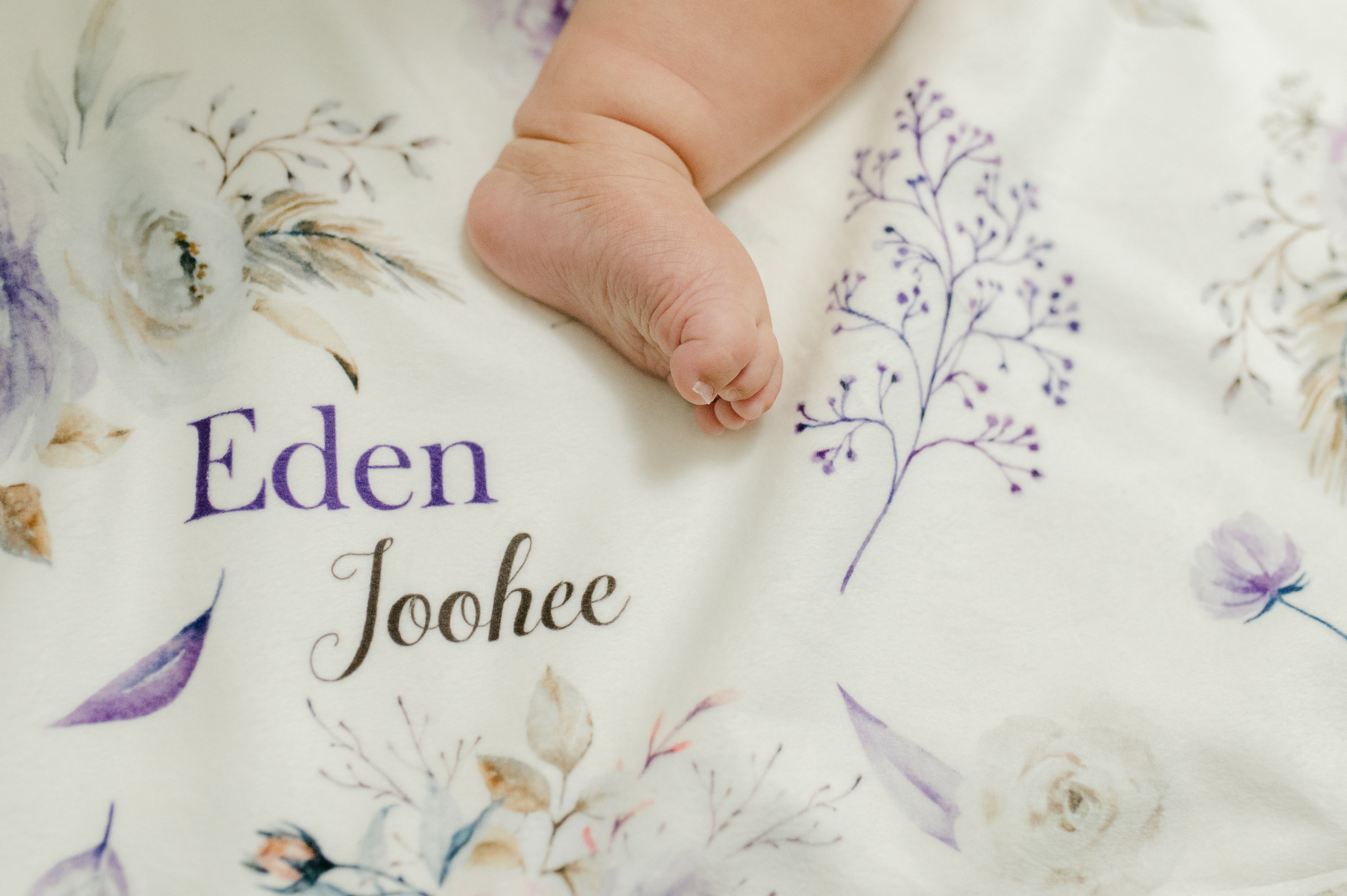 Personalized Baby Blanket – Crystal Jean Lavender Baby Deluxe Floral Minky Throw