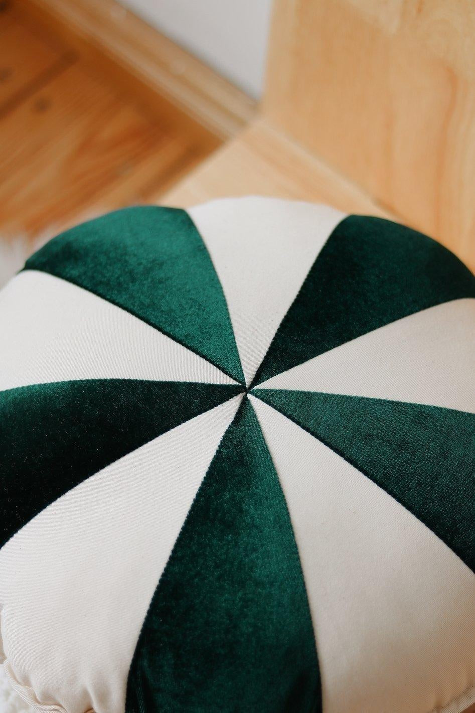 Green Circus Round Patchwork Pillow