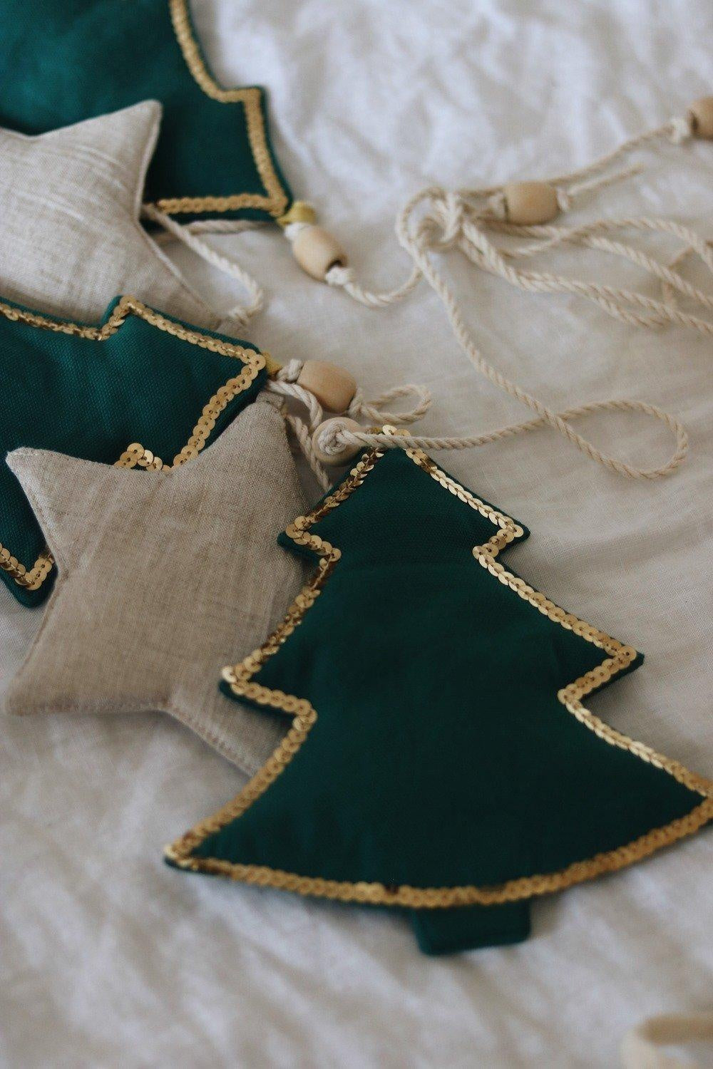 Cotton And Linen Green Christmas Tree Garland