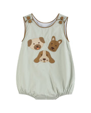 Green Dog Applique Bubble Romper