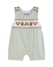 Green Dog Smocked Shortalls
