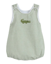 Green Gingham Alligator Bubble Romper