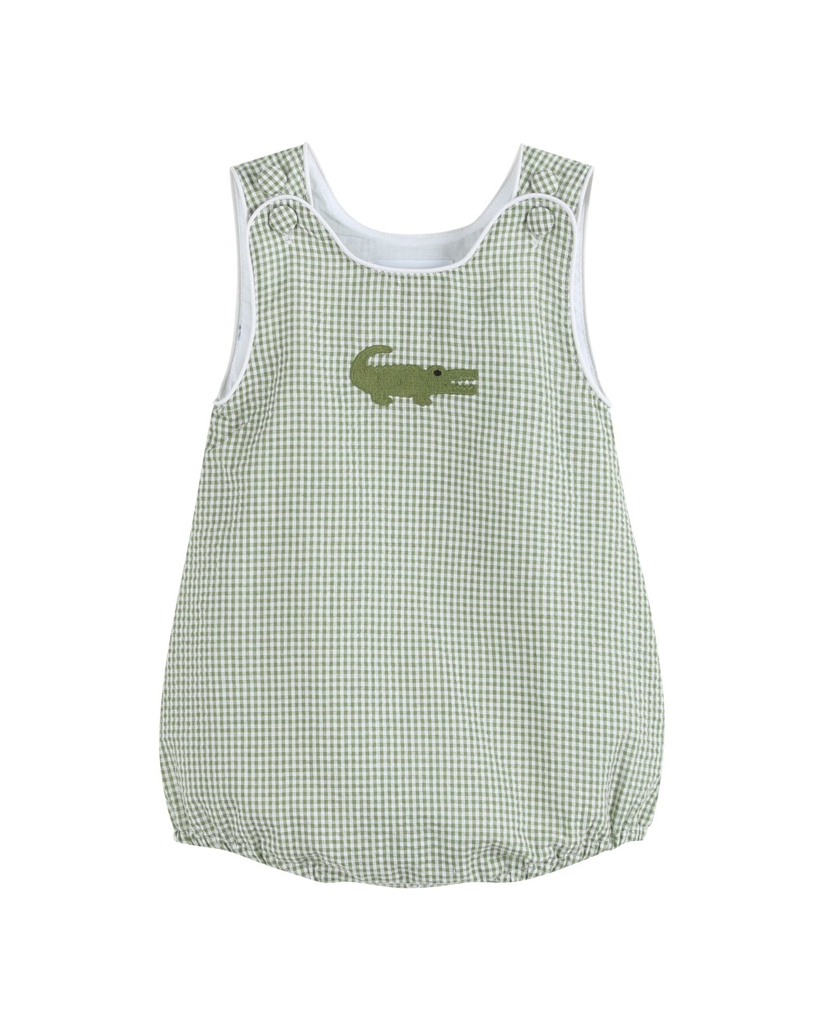Green Gingham Alligator Bubble Romper