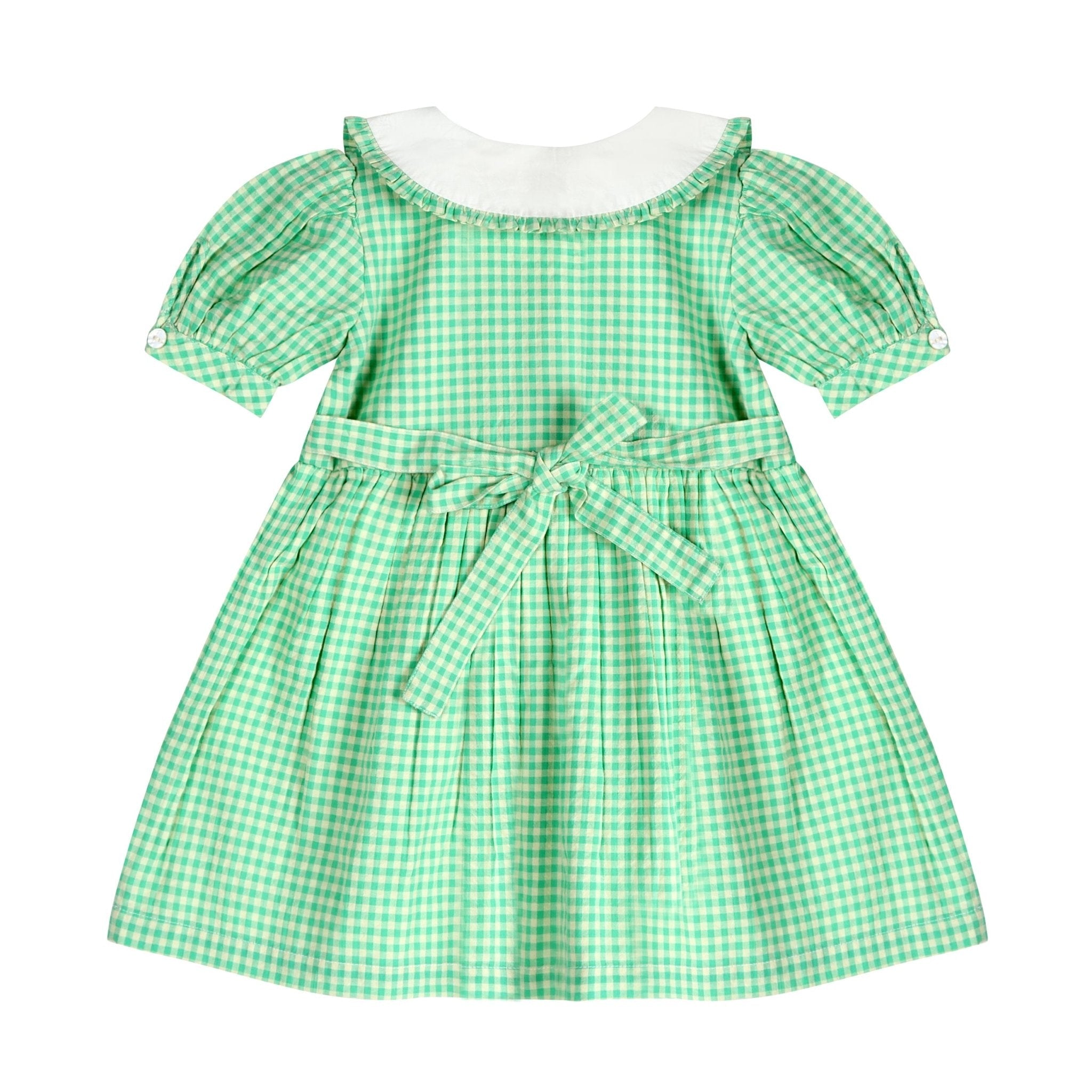 Green Gingham Emb. Mia Dress
