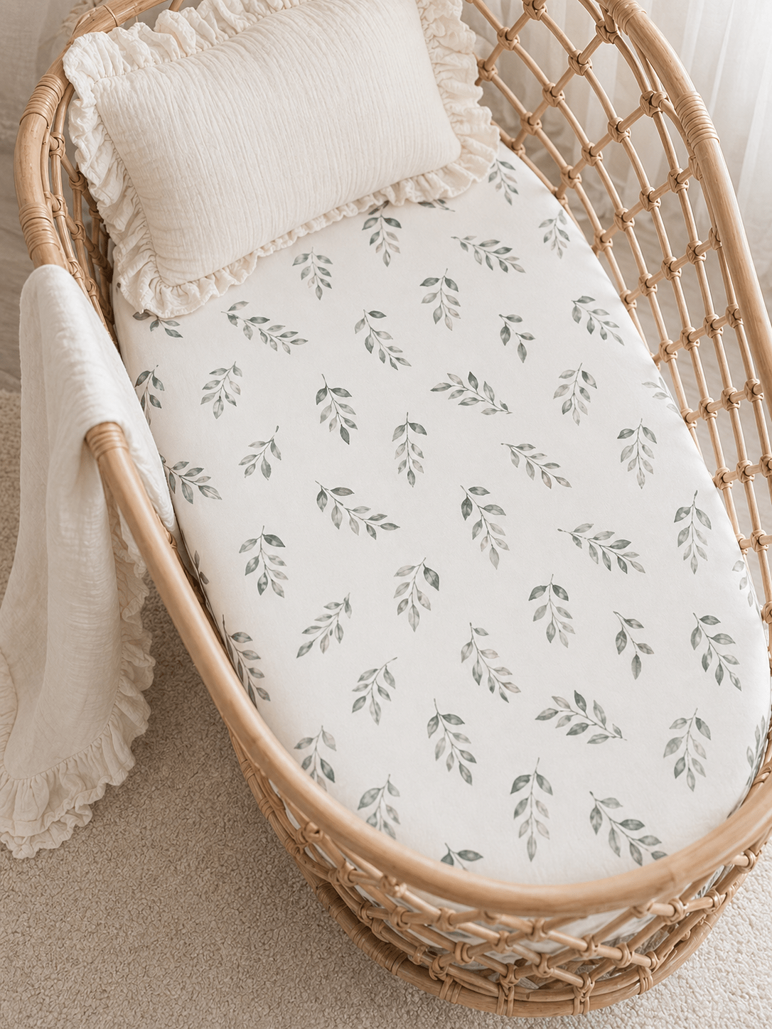 Bamboo Changing Pad Cover - Green Leaves