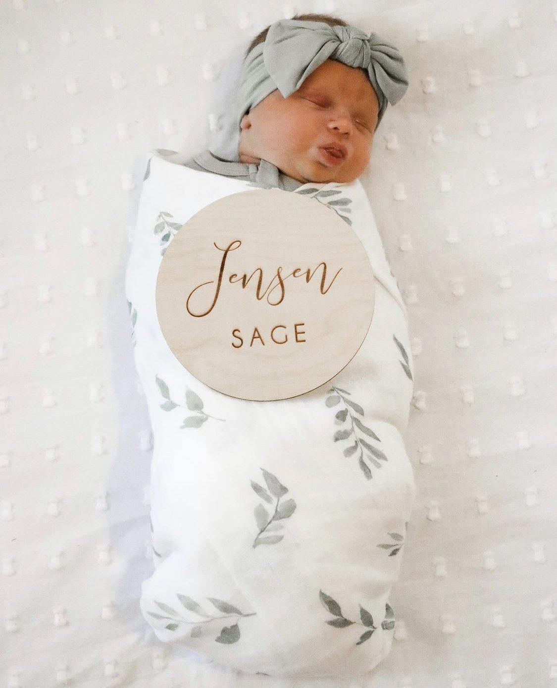 Muslin Swaddle Blanket - Green Leaves