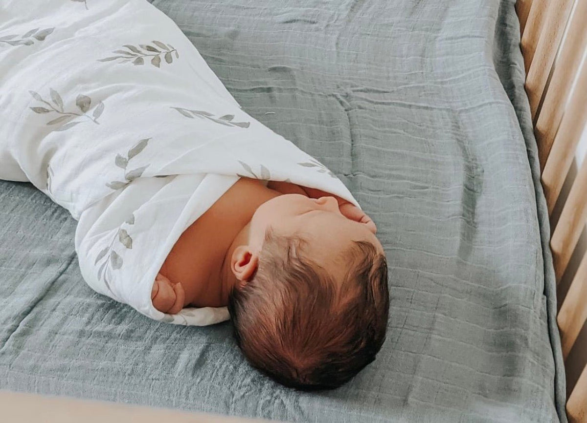 Muslin Swaddle Blanket - Green Leaves