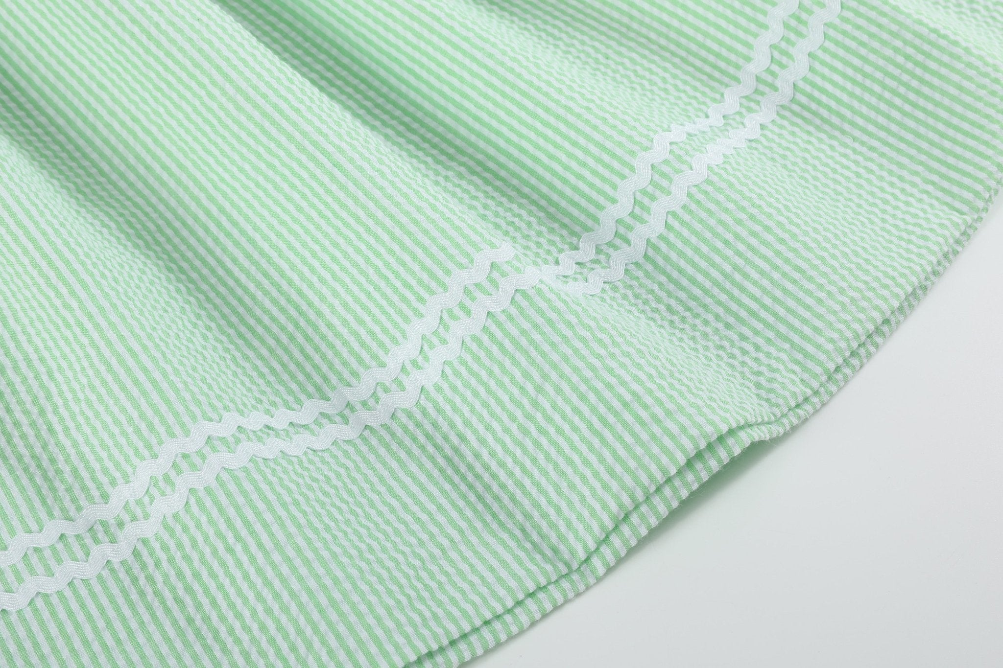 Green Seersucker Easter Bunny Smocked Bishop Dress