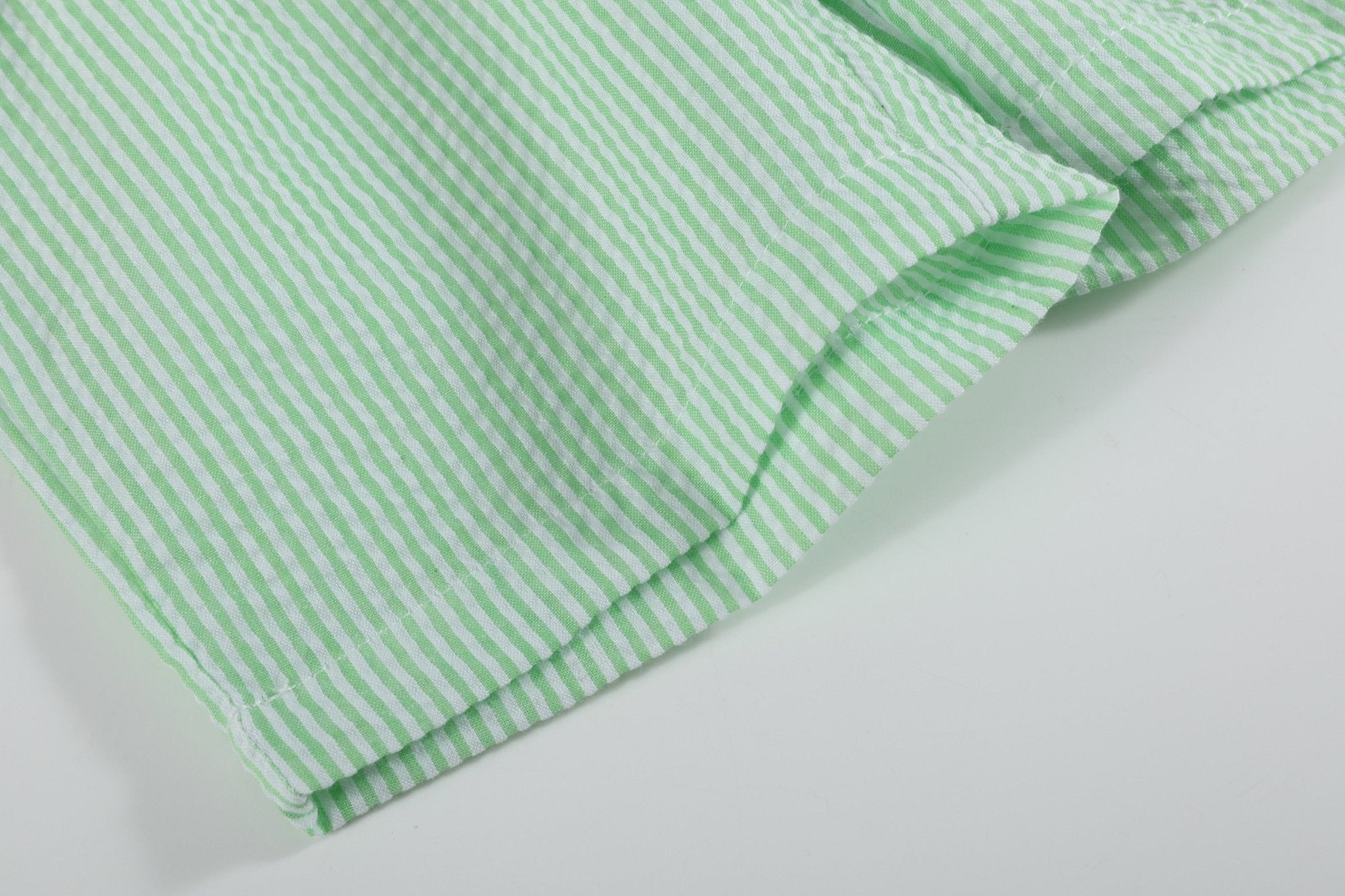 Green Seersucker Shorts And Easter Bunny Smocked Shirt Set