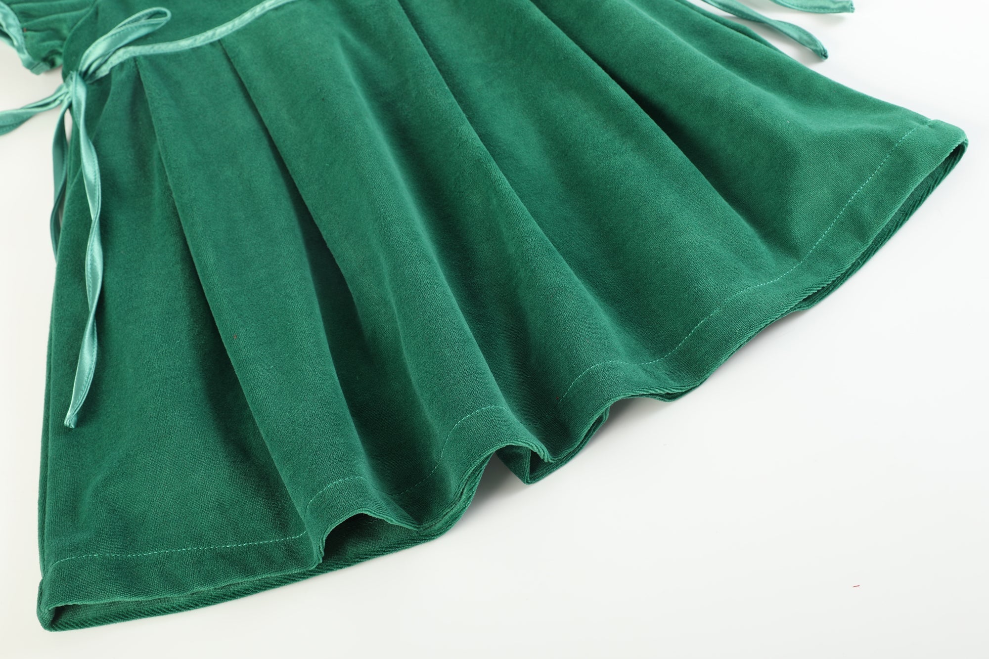 Green Velvet And Satin Bow Christmas Dress