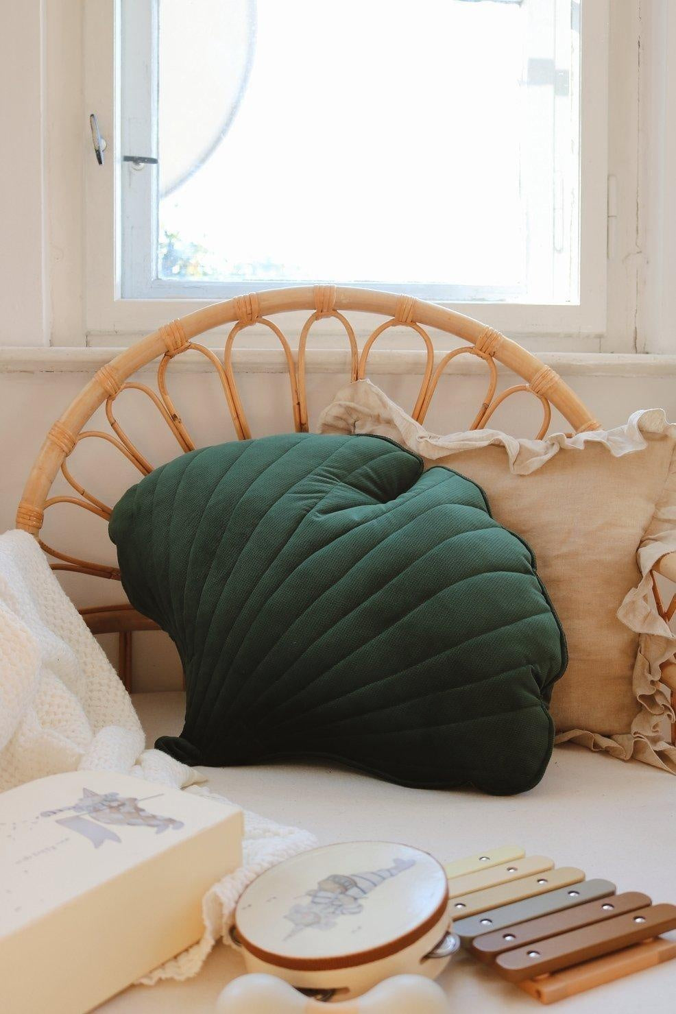 Velvet Green Ginkgo Leaf Pillow