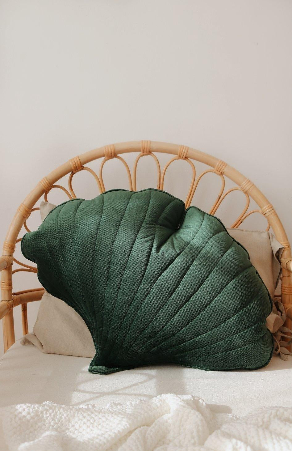 Velvet Green Ginkgo Leaf Pillow