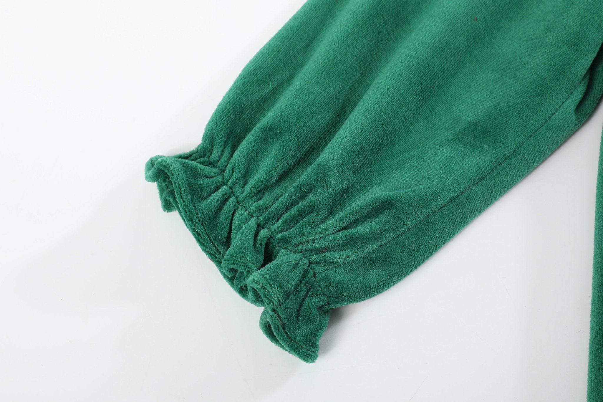 Green Velvet Nativity Smocked Dress