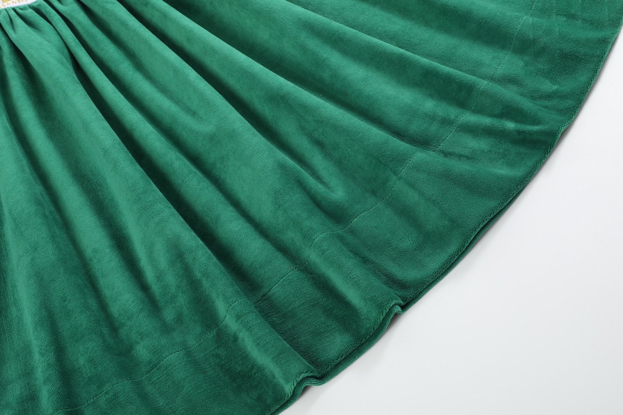 Green Velvet Nativity Smocked Dress
