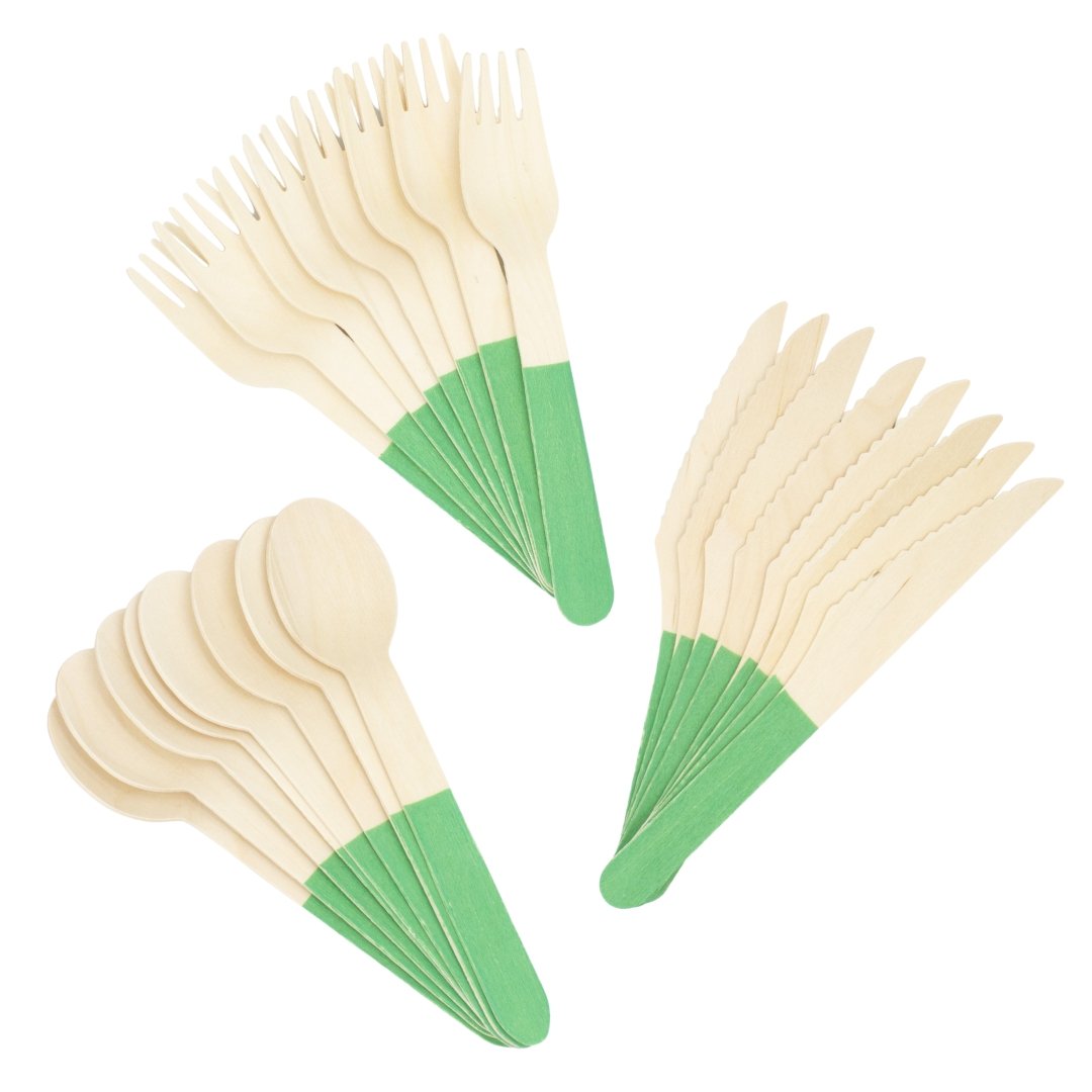Green Wooden Utensil Set – 24ct | On Sale!!