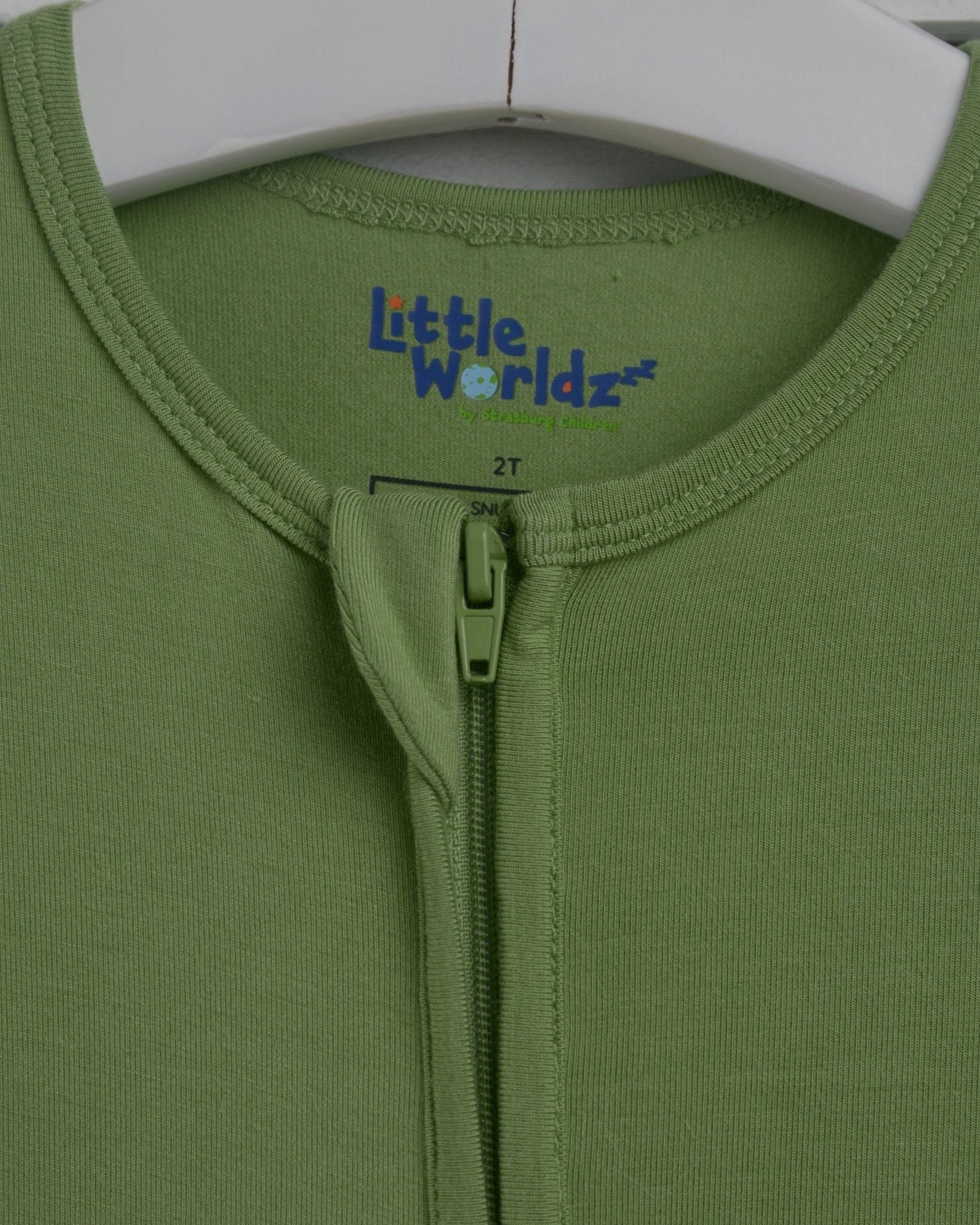 Green Bamboo Zipper Footie