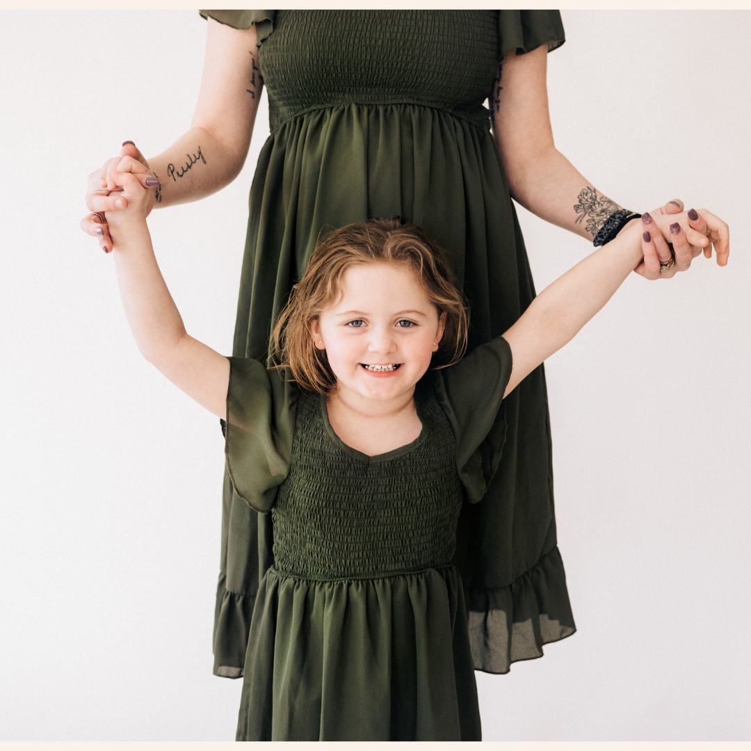 Dark Green Chiffon Dress - Child