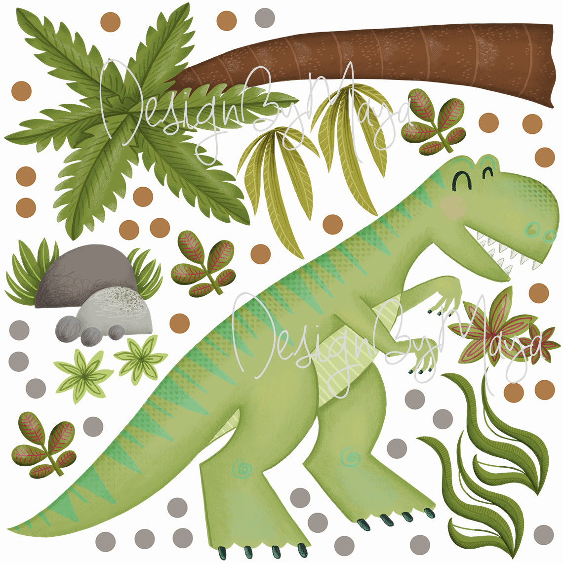 Dinosaur Decals - Fabric Nursery Wall Art Decals