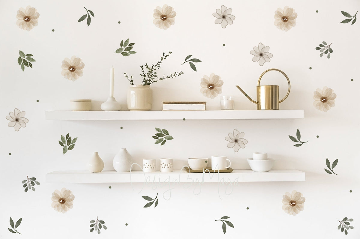 Watercolor Foliage And Leaves - Fabric Nursery Wall Art Decals