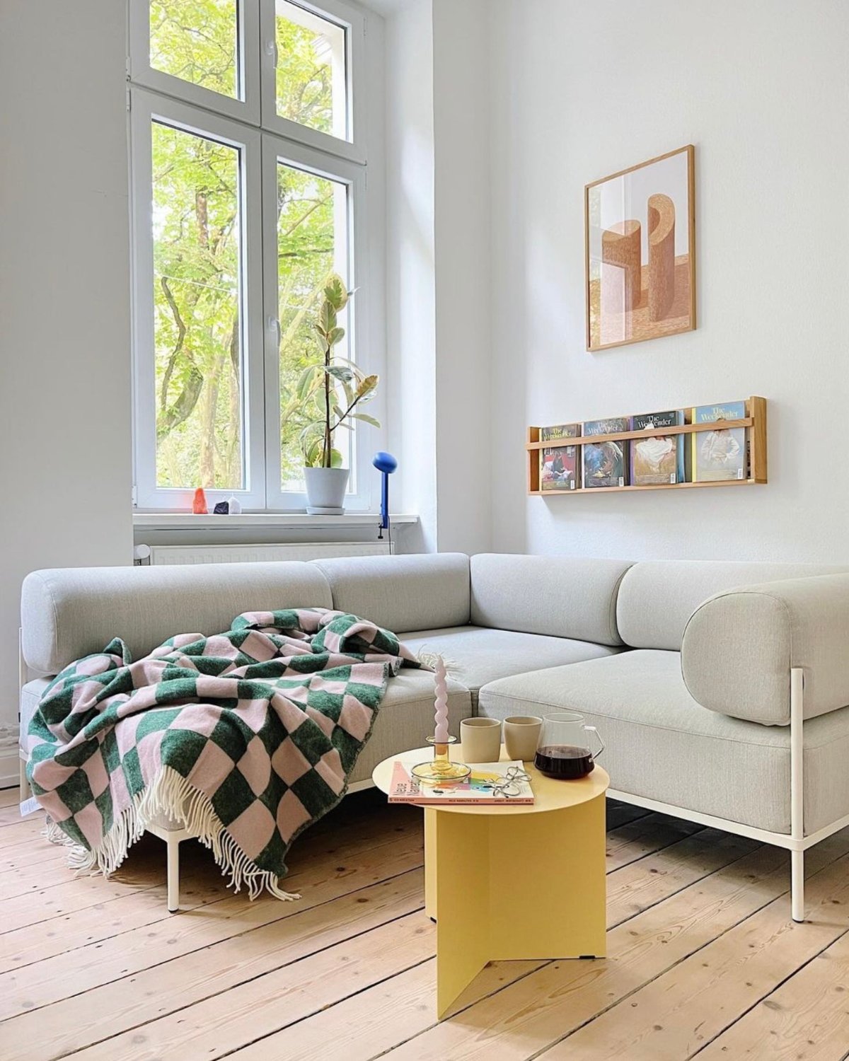 Maison Deux Blanket Checkerboard Green / Pink 4.25 X 6.5 Ft