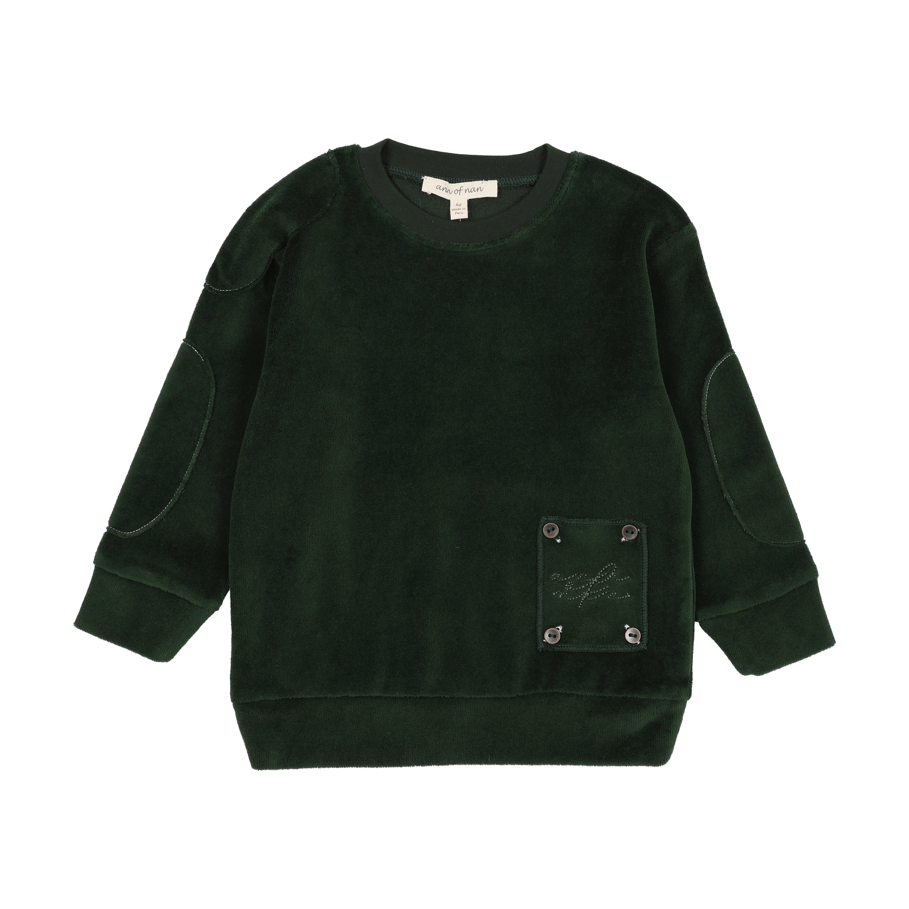 Ann Of Nan Boys Green Velour Top