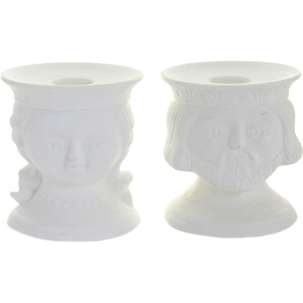 Set Of 2 Lady & Gent Candlesticks, White