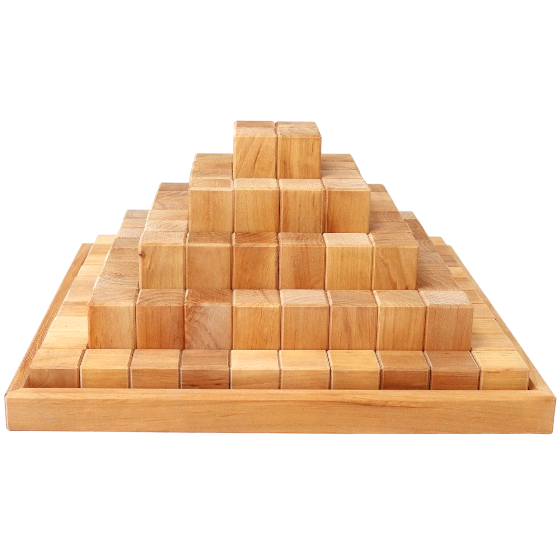 100 Pcs Large Natural Stepped Pyramid Wooden Stacking Building Blocks