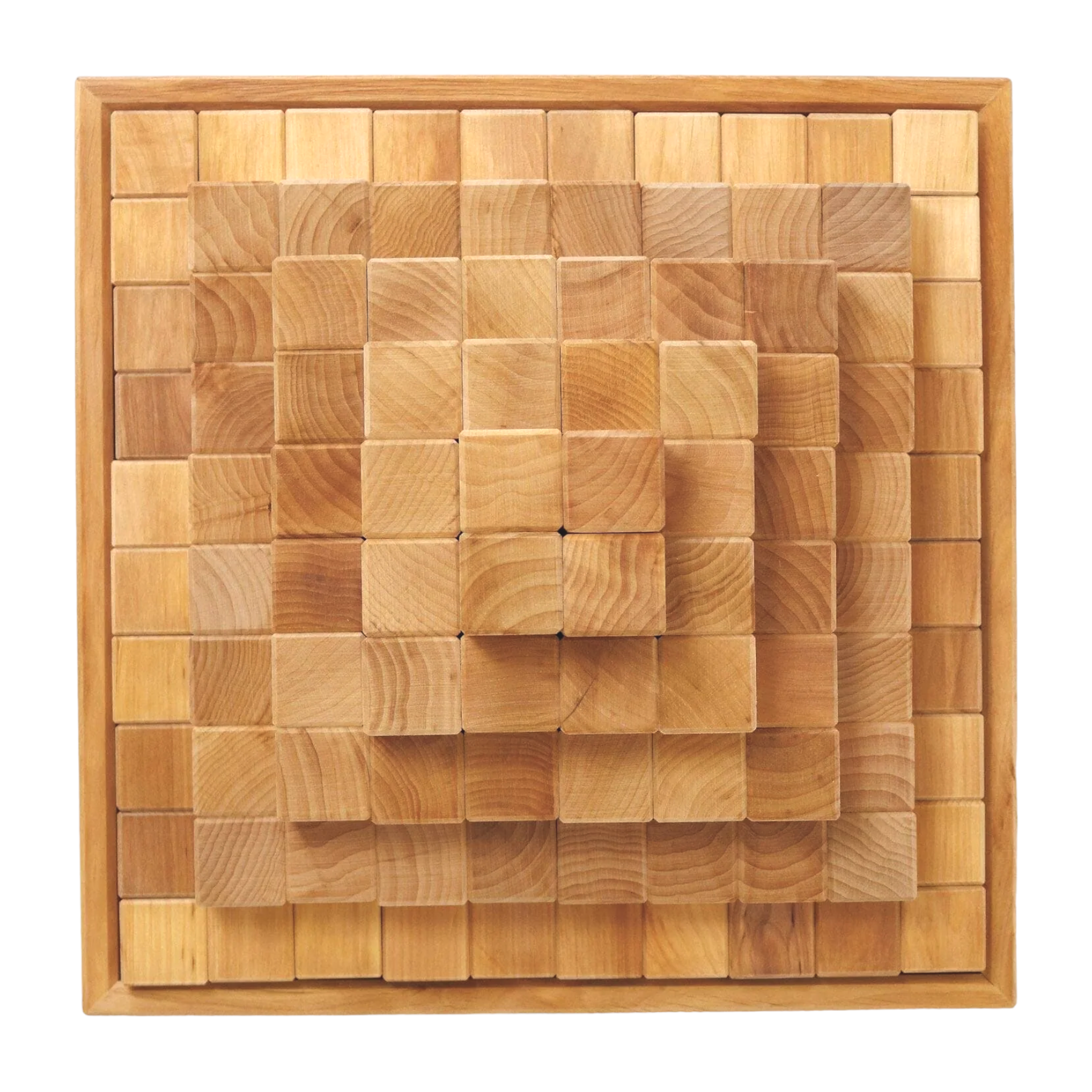 100 Pcs Large Natural Stepped Pyramid Wooden Stacking Building Blocks