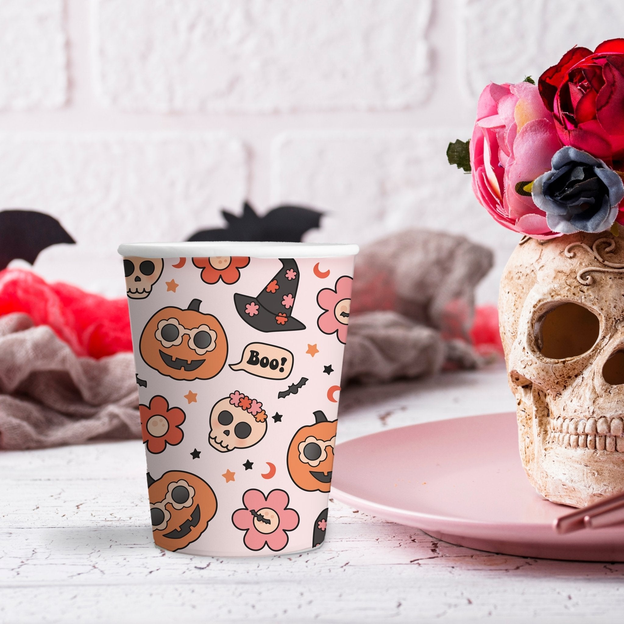 Groovy Halloween Icon Paper Cups