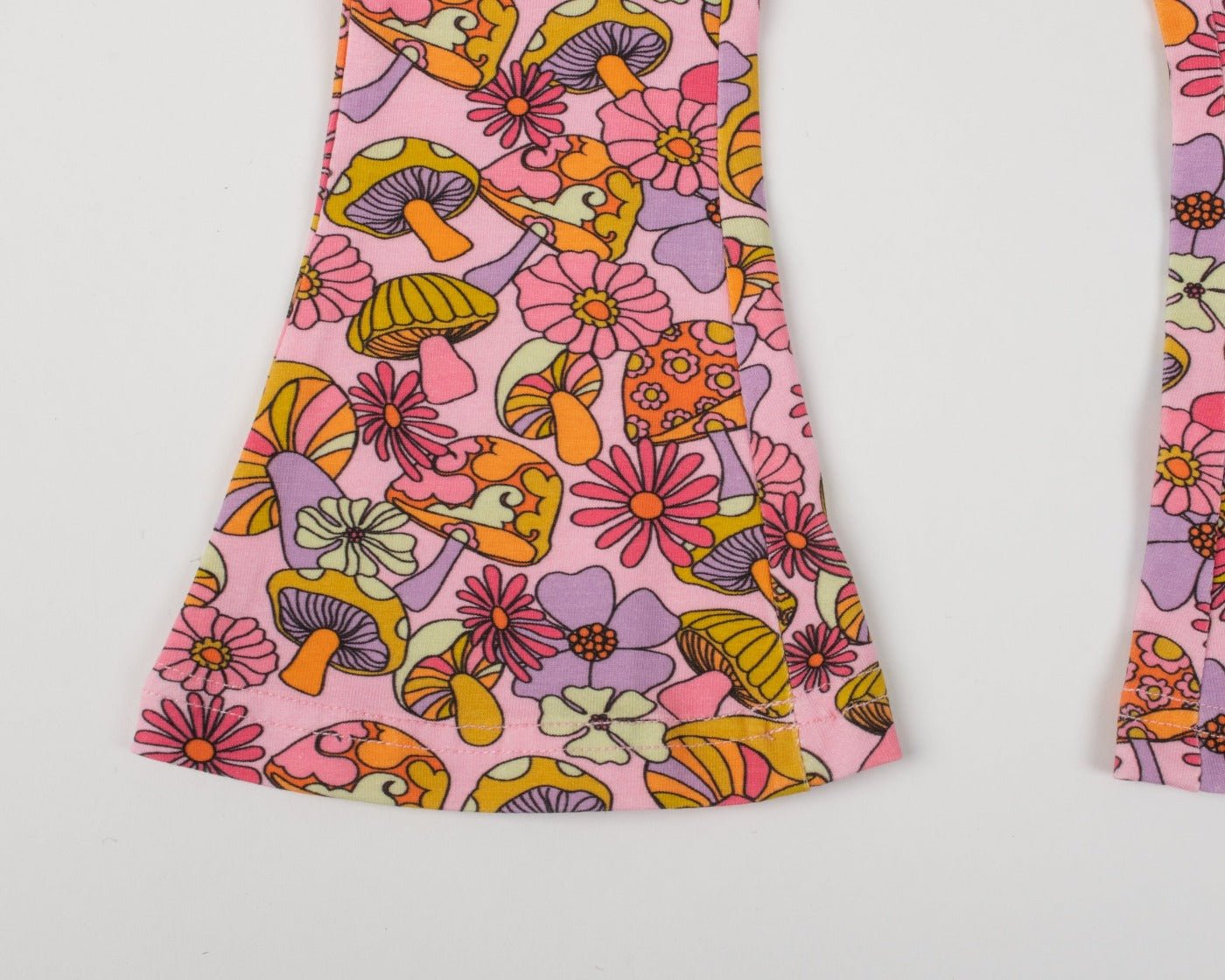Groovy Mushroom Jersey Bell Bottom Flare Pants For Babies, Toddlers And Girls