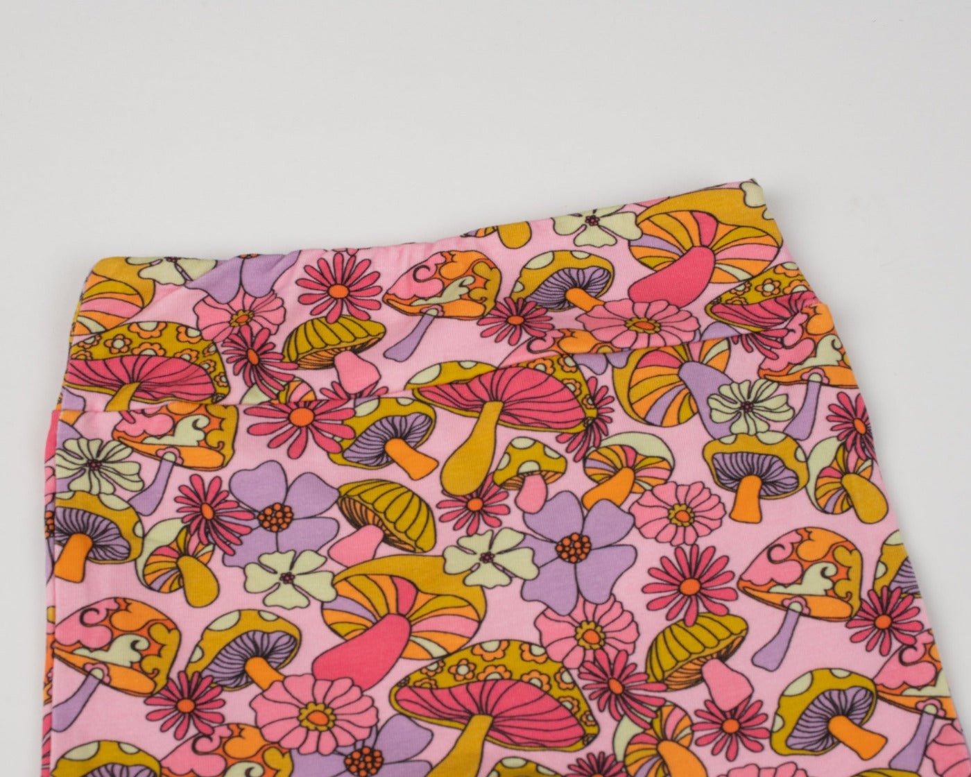 Groovy Mushroom Jersey Bell Bottom Flare Pants For Babies, Toddlers And Girls