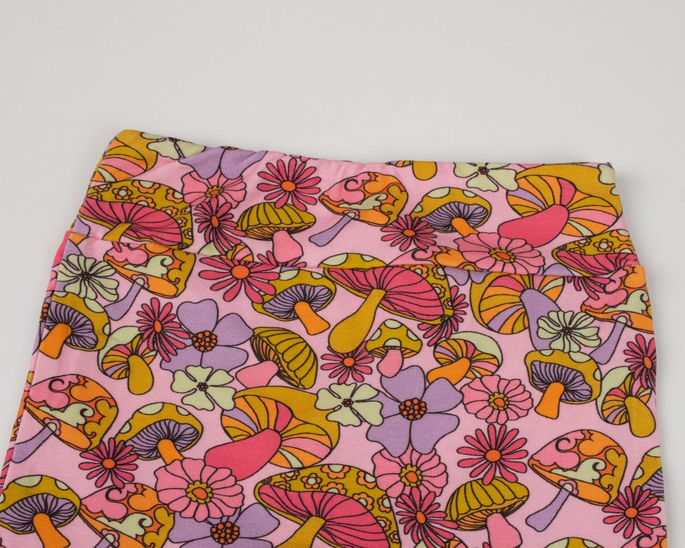 Groovy Mushroom Jersey Bell Bottom Flare Pants For Babies, Toddlers And Girls