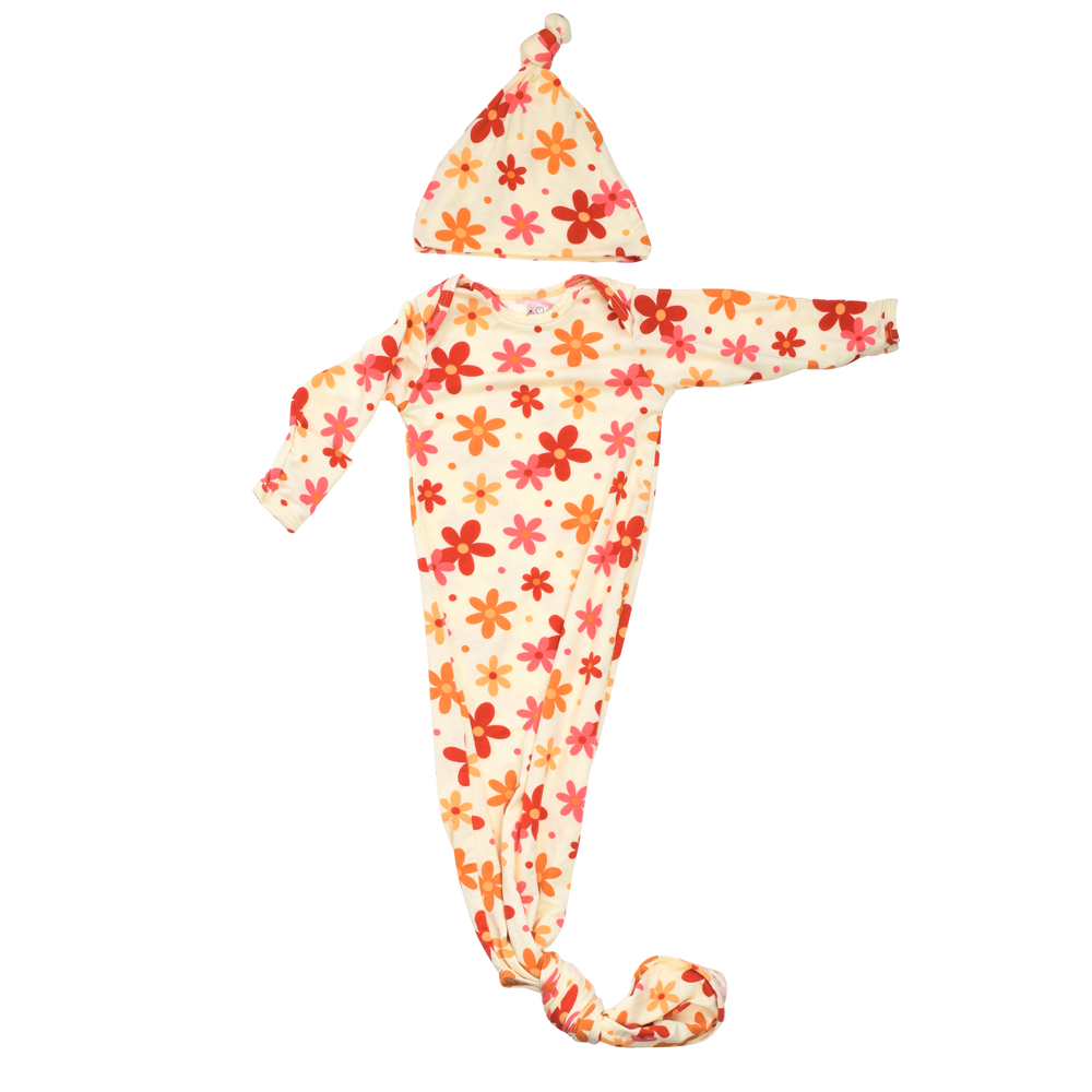 70s Groovy Flower Knotted Newborn Gown