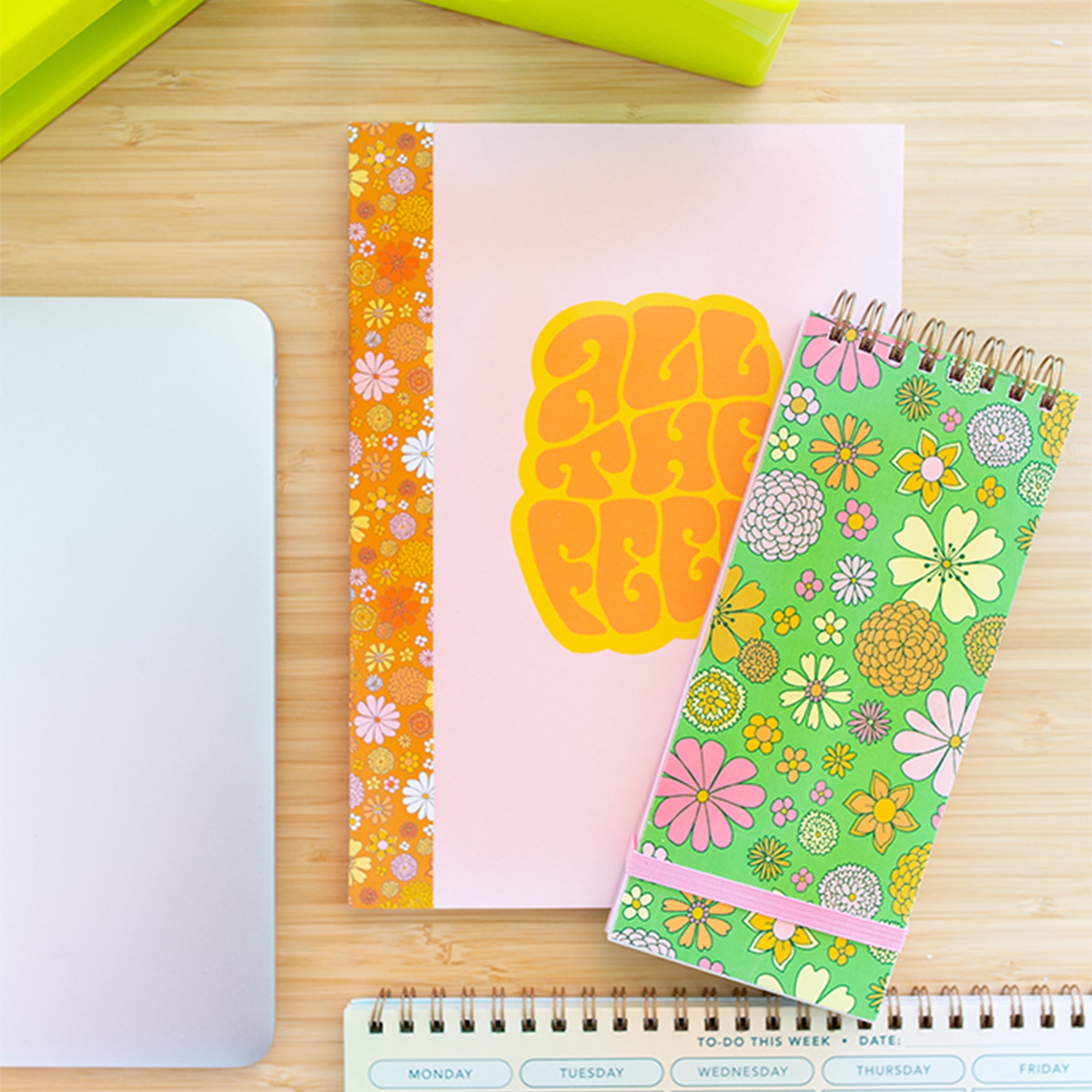 Talking Out Of Turn Taskpad – Groovy Greens Floral Print, Spiral Bound