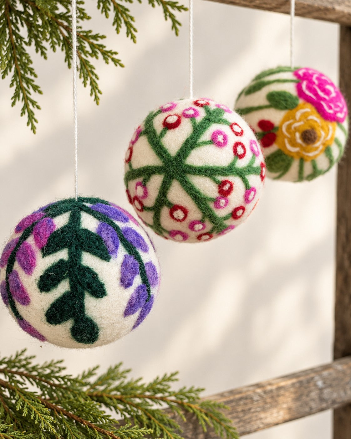 Hand Felted Wool Ball Ornament  - Bouquet