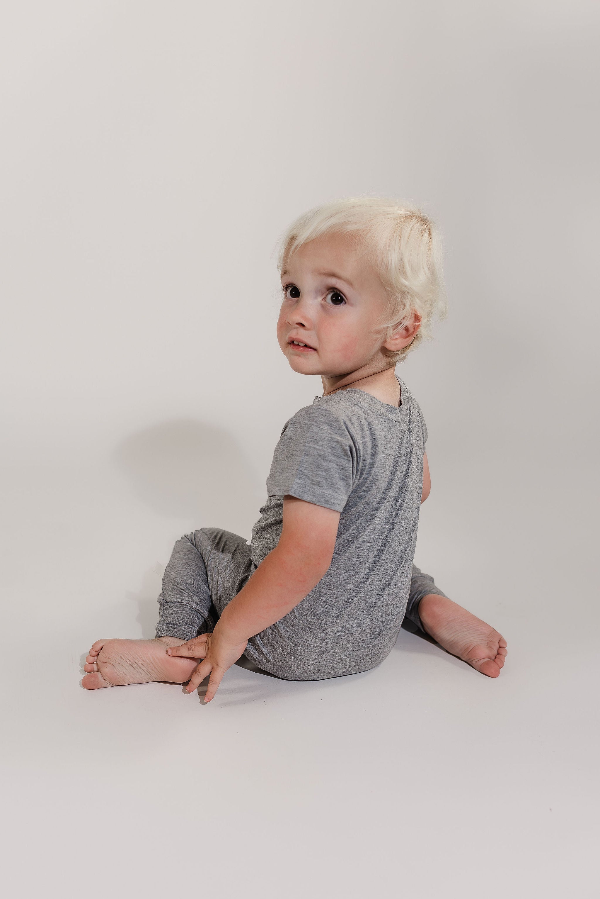 Grey Bamboo Lyocell Romper With G-tube Access