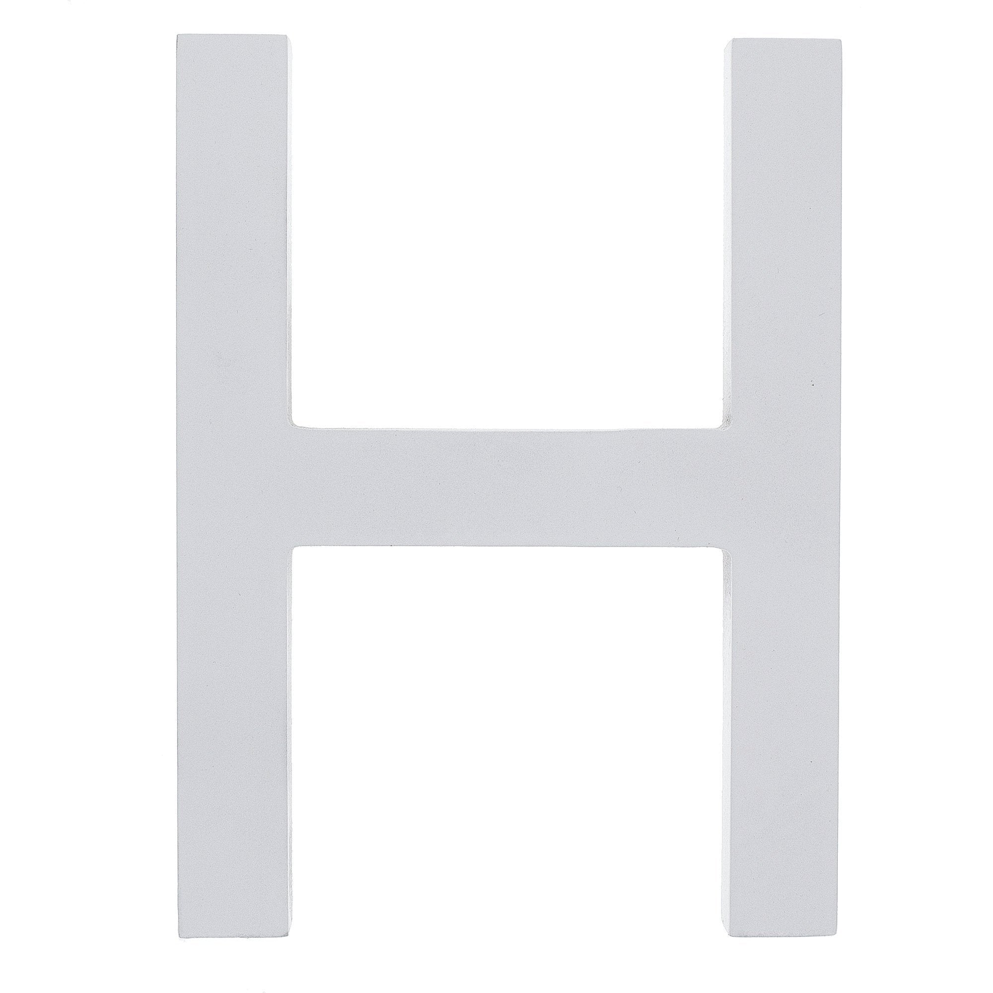 Arial Font White Painted Mdf Wood Letter H (6 Inches)