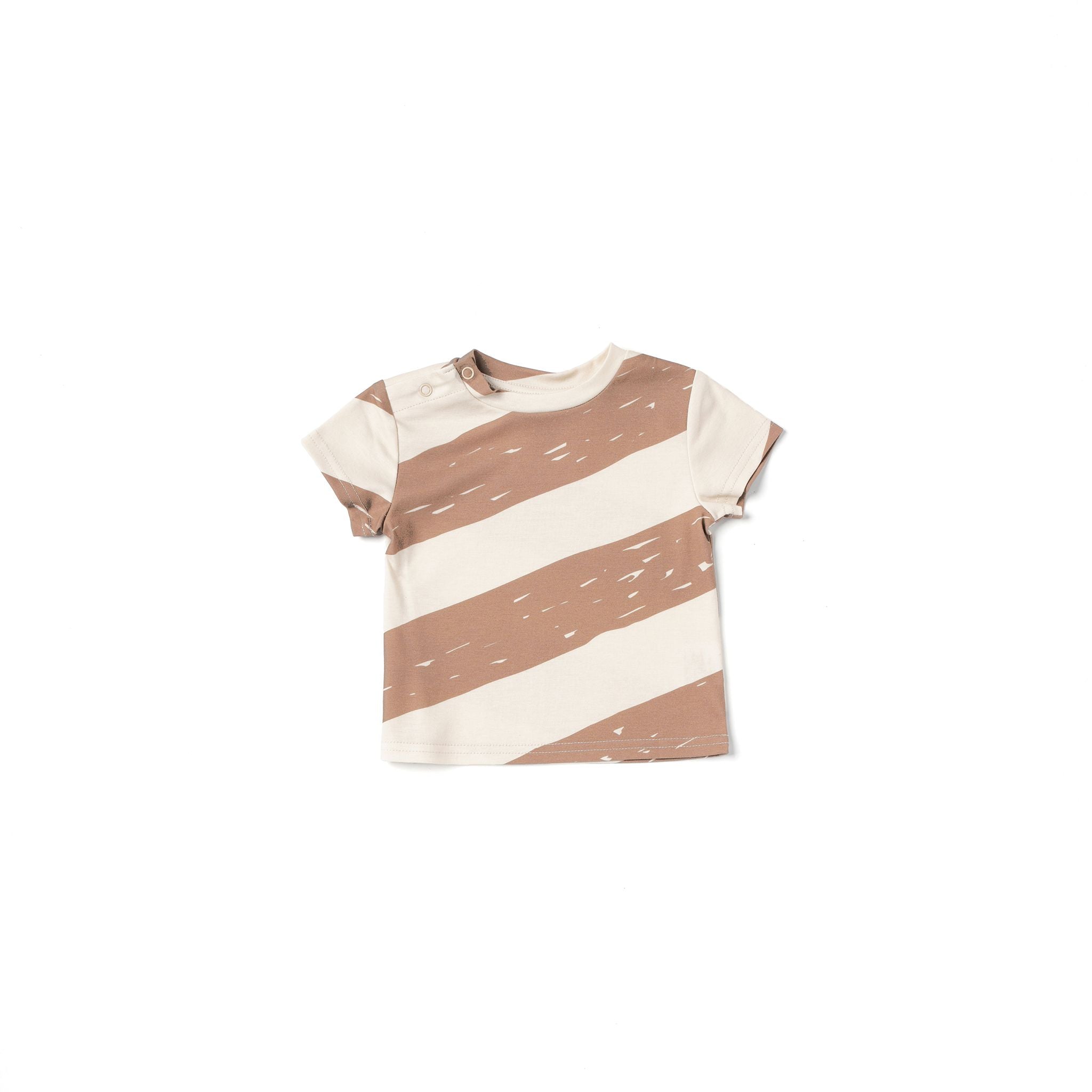 Baby Boxy T-shirt With Stripes | Mocha