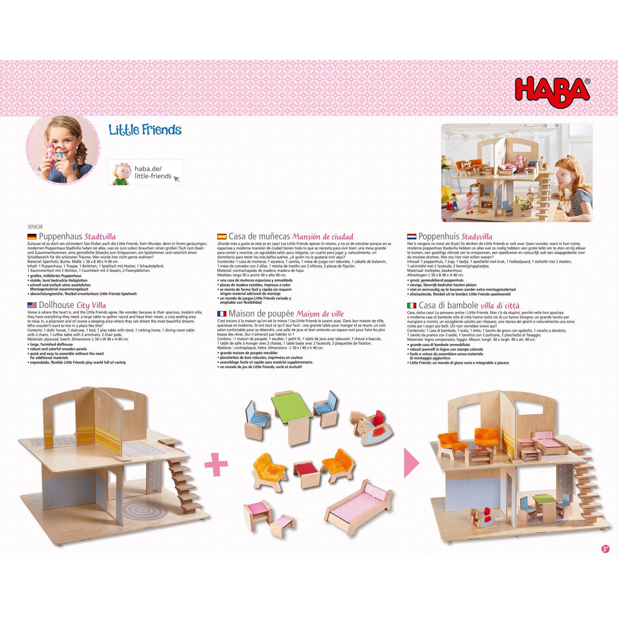 Little Friends Dollhouse Town Villa With Furniture