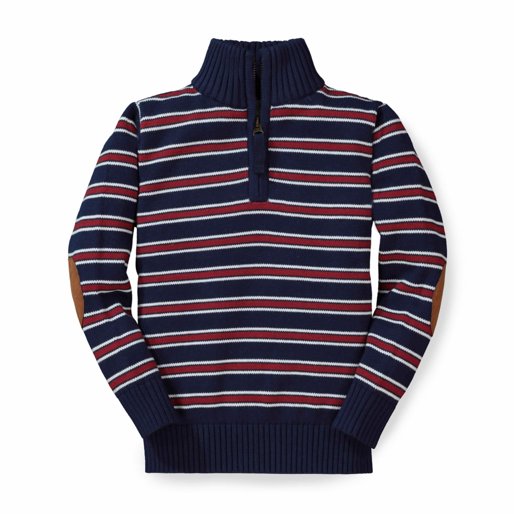 Half Zip Pullover Sweater With Elbow Patches - Baby