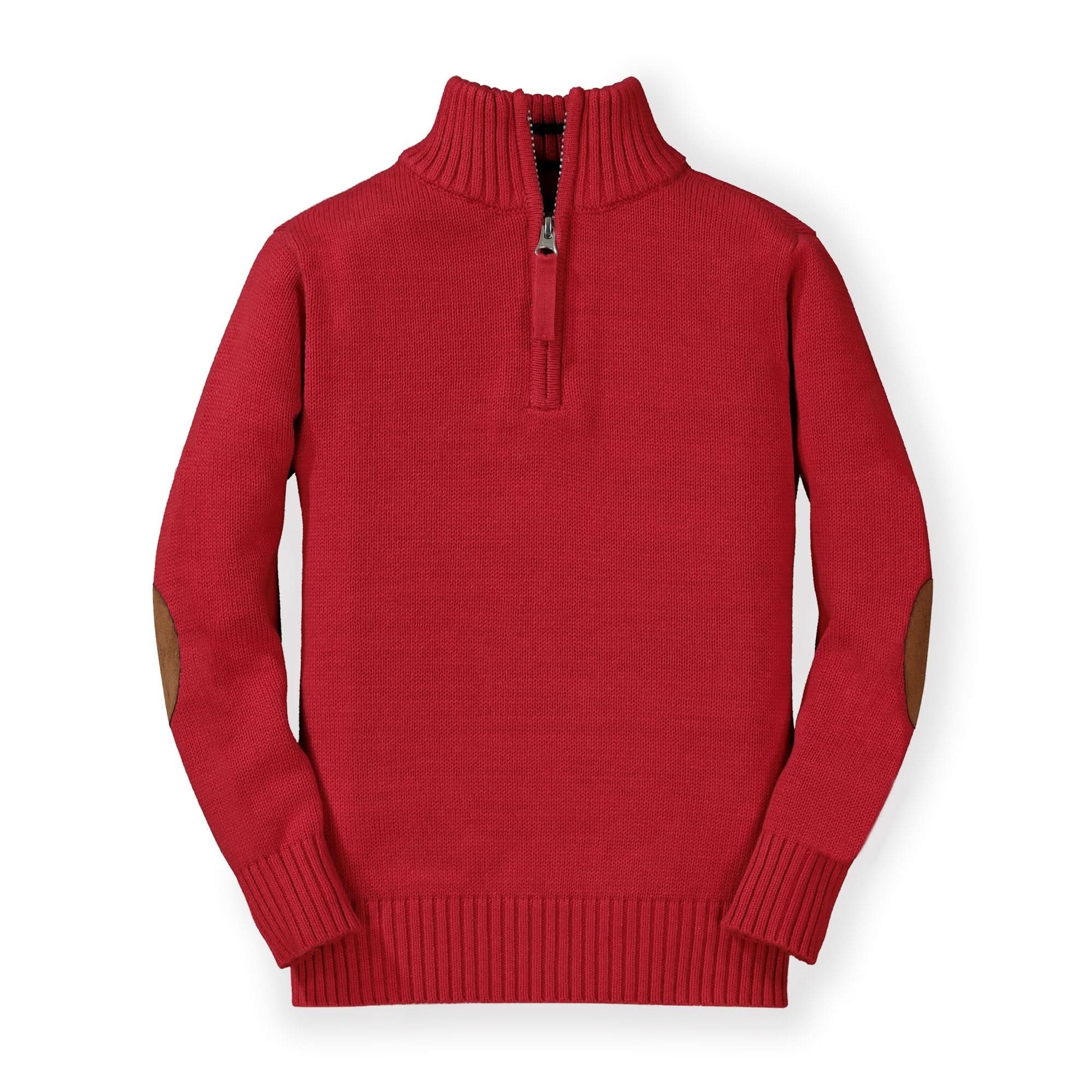 Half Zip Organic Pullover Sweater With Elbow Patches - Baby