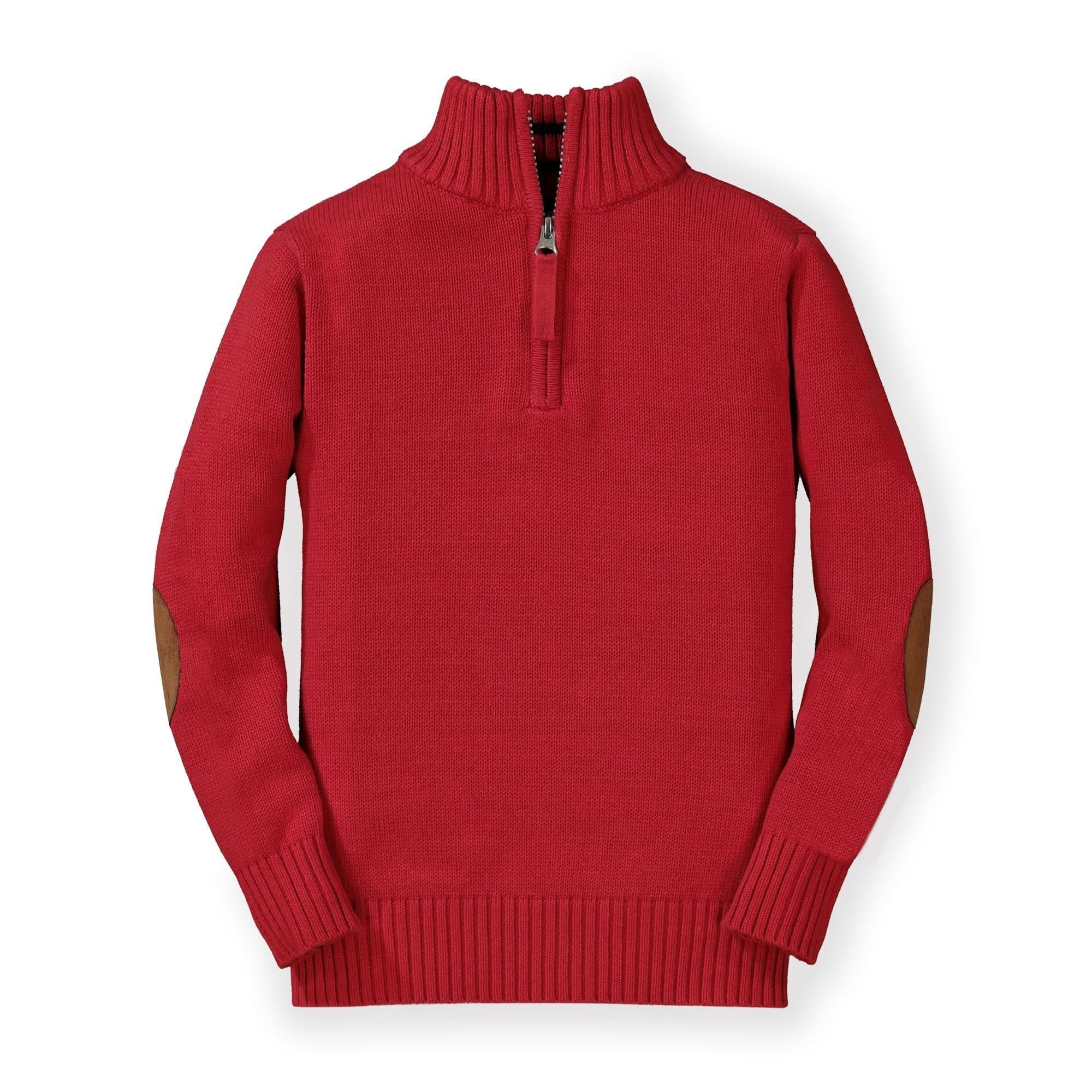 Half Zip Organic Pullover Sweater With Elbow Patches - Baby