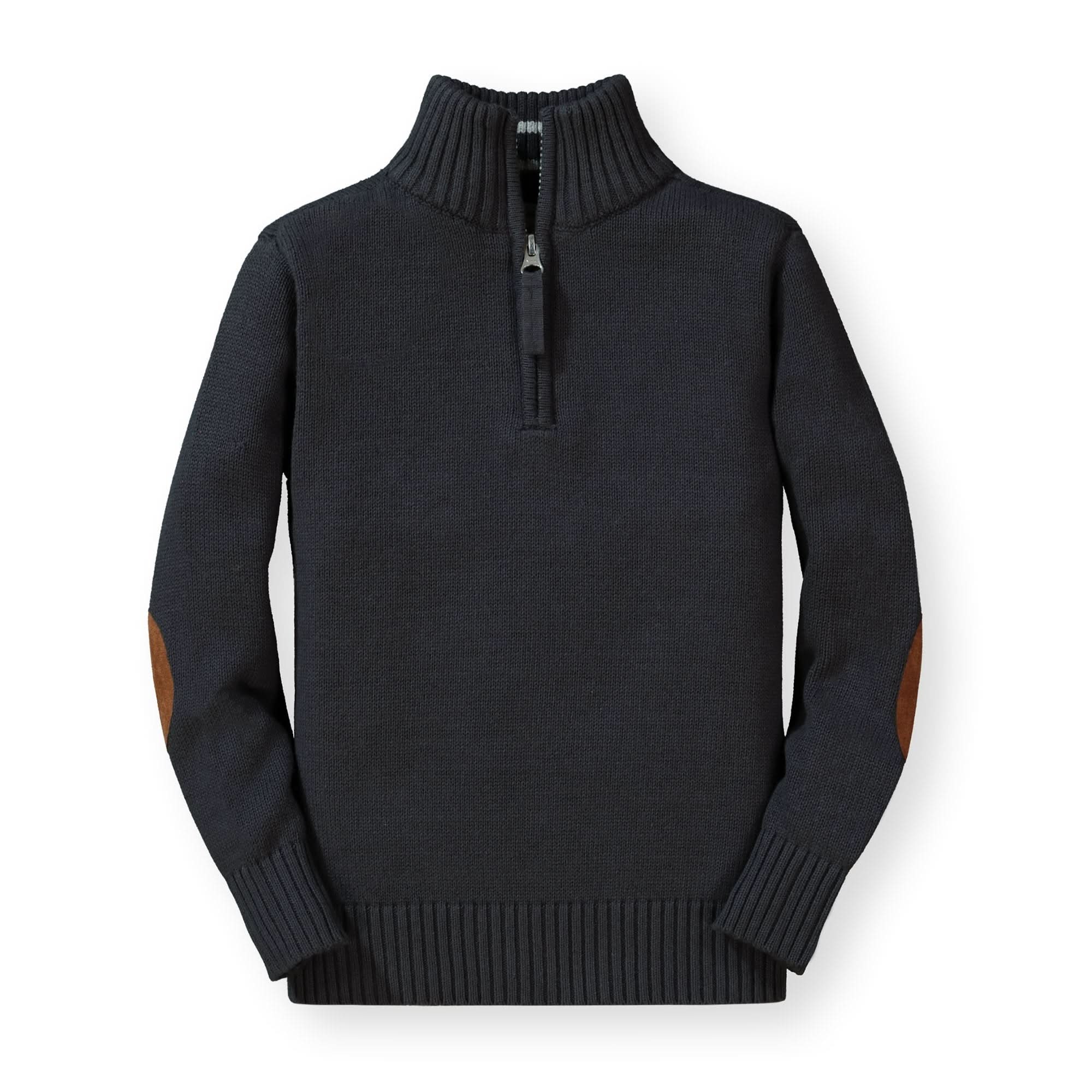 Half Zip Pullover Sweater With Elbow Patches - Baby